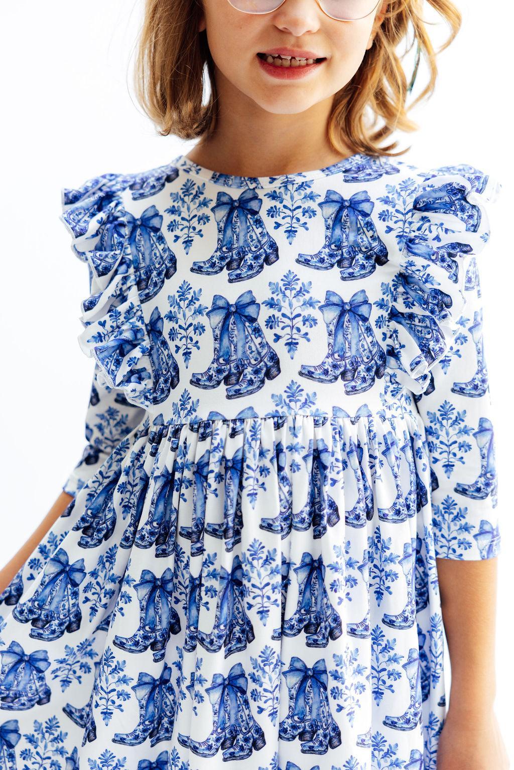 Southern Belle 3/4 Sleeve Ruffle Twirl Dress