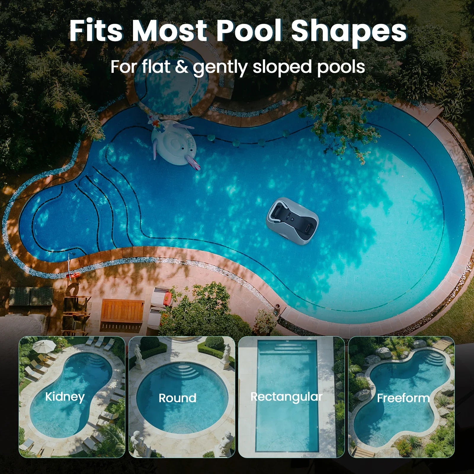 C1 Robotic Pool Cleaner, 200-Min Runtime,  Self-Parking Cordless Pool Vacuum for Above Ground & Inground Pools up to 2500 Sq.ft