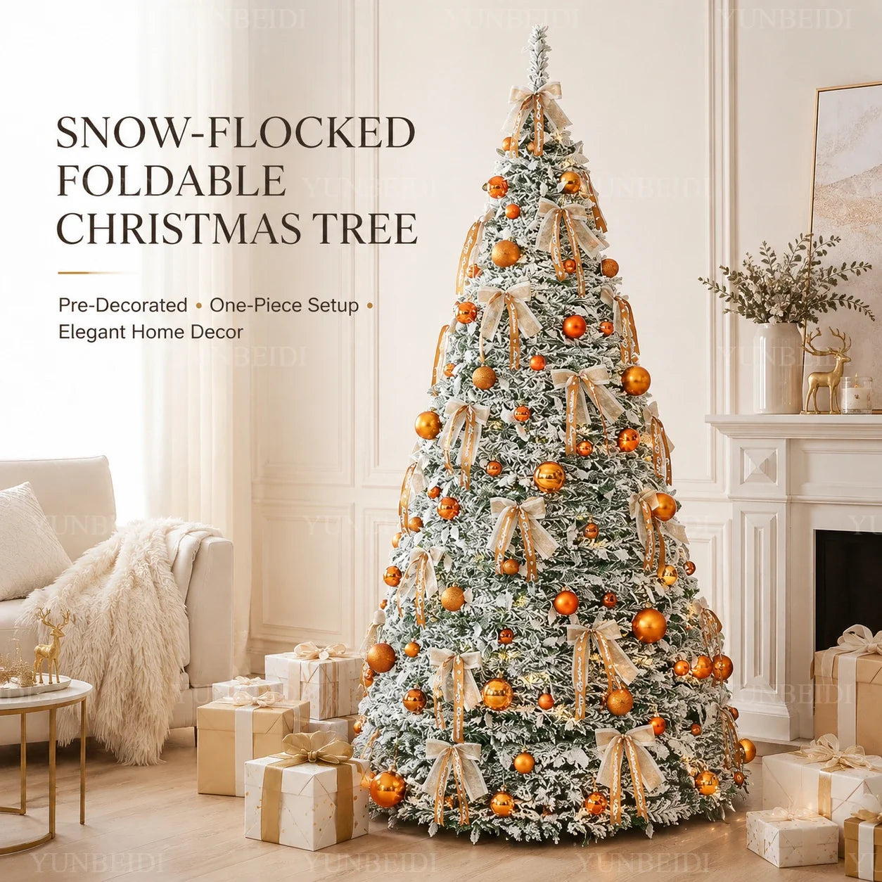 Integrated Christmas Tree Foldable with Ornaments LED Lights High Grade Christmas Tree 120cm To 180cm Home Christmas Party Decor