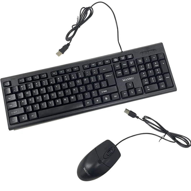 MANMU MJS-016™ Wired Ergonomic Keyboard & Mouse Combo Set – USB, 1200 DPI, CE Certified, Home & Office Gaming Setup | FlipStylez LLC®