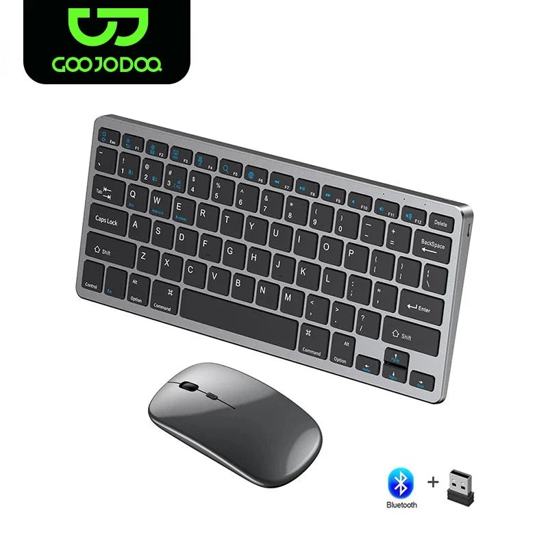 GOOJODOQ KM02™ Wireless Mini Keyboard & Mouse Combo – Bluetooth 5.2 & 2.4G Tri-Mode, 78 Keys, Multi-Device, Rechargeable, Multimedia, Android/Windows/Mac/iOS | FlipStylez LLC®