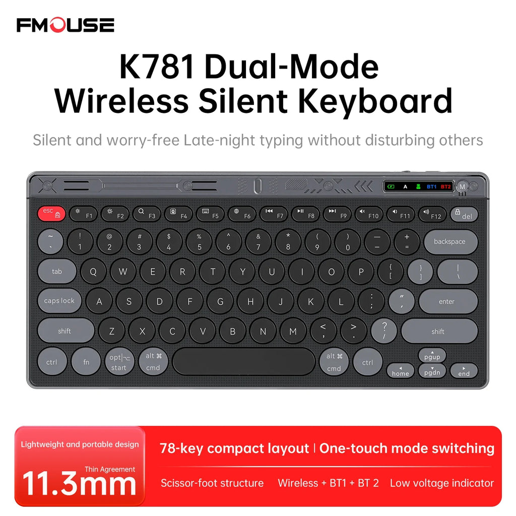 SMAILWOLF F781™ Bluetooth & 2.4GHz Wireless Keyboard & Mouse Set – Silent Keys, Rechargeable, Ergonomic, Portable Mini, Keyboard Only & Full Suit Combos, Black, White & Purple | FlipStylez LLC®