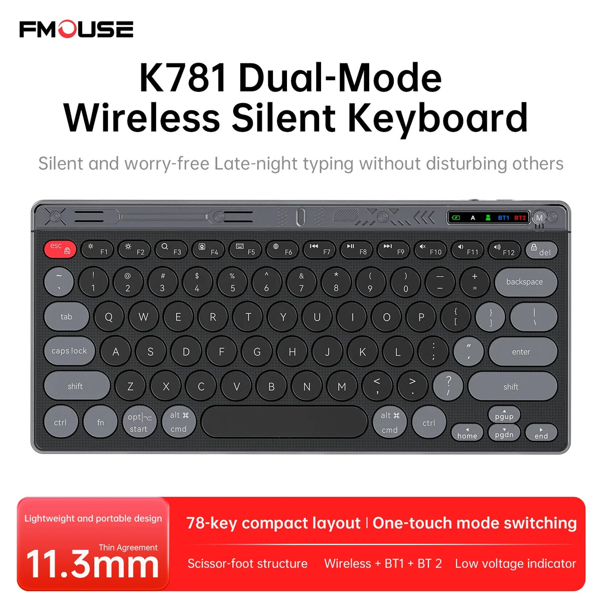 SMAILWOLF F781™ Bluetooth & 2.4GHz Wireless Keyboard & Mouse Set – Silent Keys, Rechargeable, Ergonomic, Portable Mini, Keyboard Only & Full Suit Combos, Black, White & Purple | FlipStylez LLC®