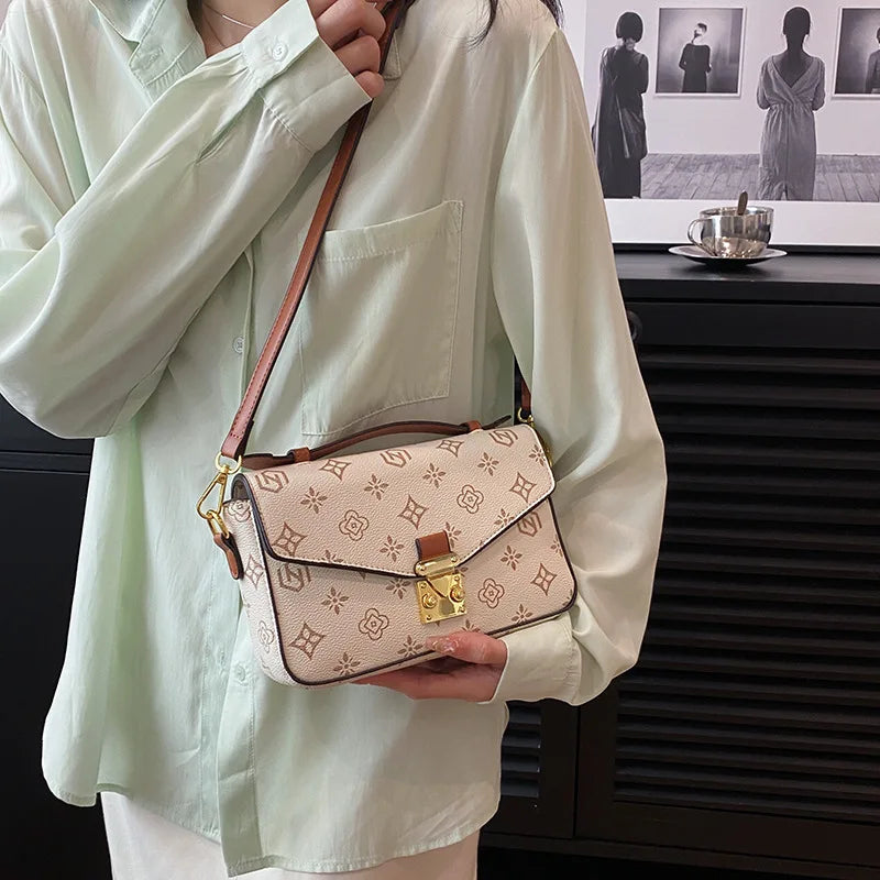 2026 New Women's Bag, Fashion Printed Shoulder Bag, Handheld Square Bag, Versatile High-end Texture Crossbody Bag
