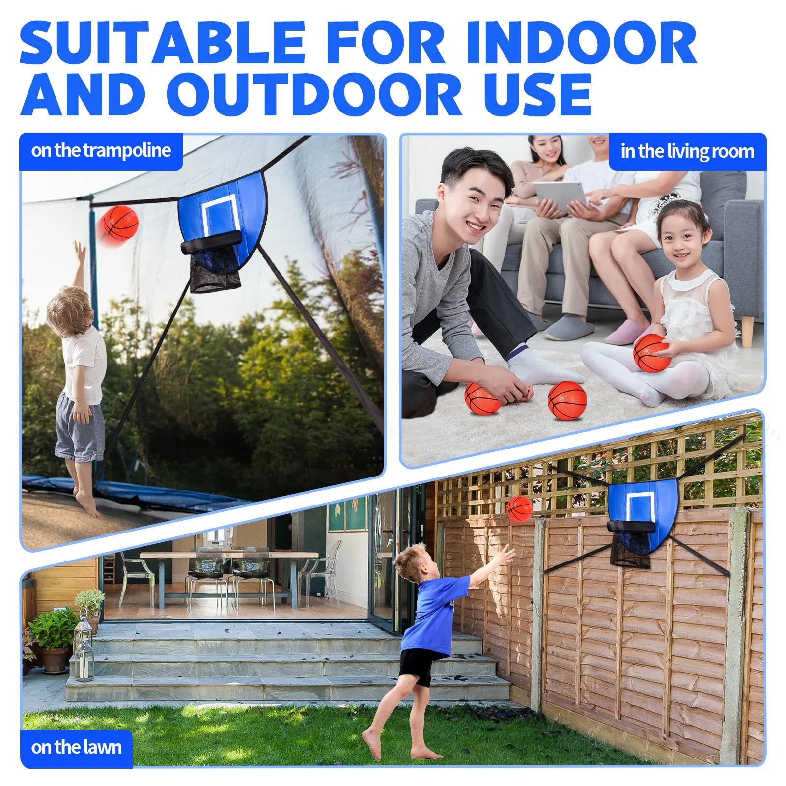 Basketball Hoop for Trampoline with Enclosure Outdoor Fun Universal