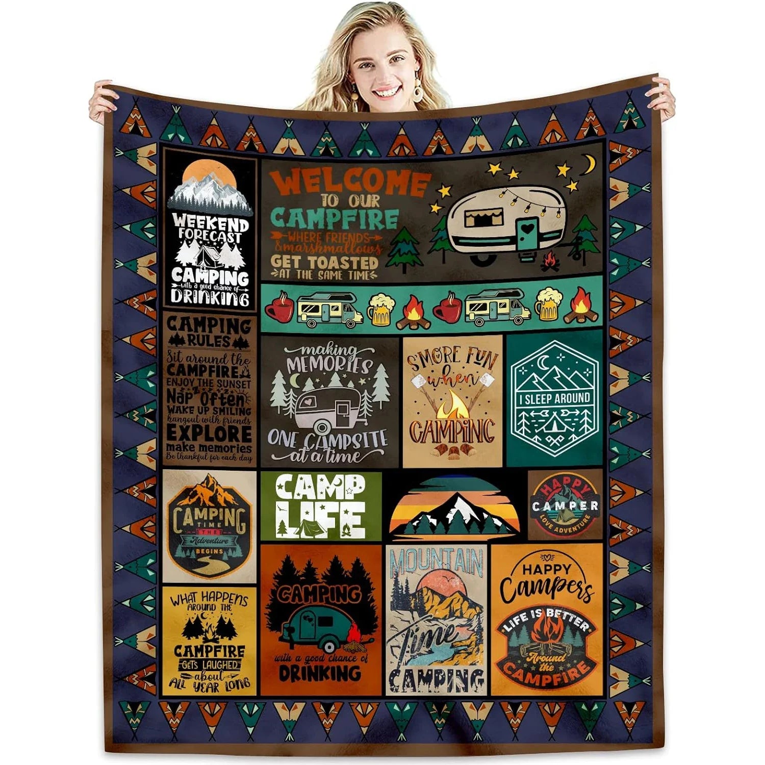 Camping Blanket for Camping Enthusiasts, Creative Gifts for Men or
