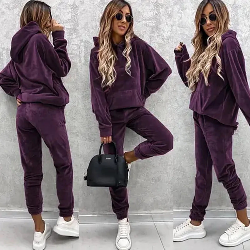 Autumn Winter Tracksuit Women Two Piece Set Oversized Hoodie