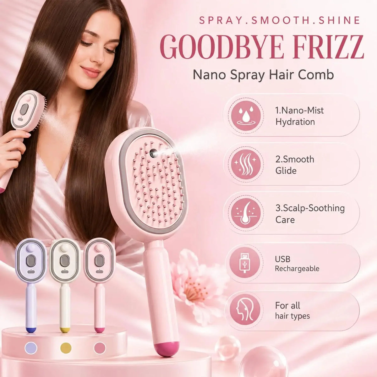 Electric Steaming Hair Straightener Brush Electric Spray Air Cushion