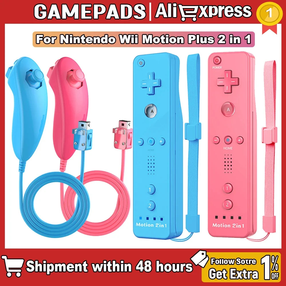 Controller for Nintendo Wii, Wii Remote with Silicone Case and Strap Compatible with Nintendo Wii/Wii U/Wii Mini with Motion