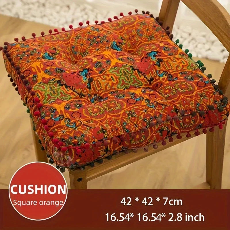Bohemian Style Square Thickened Floor Pillow, Sofa Cushion - Versatile