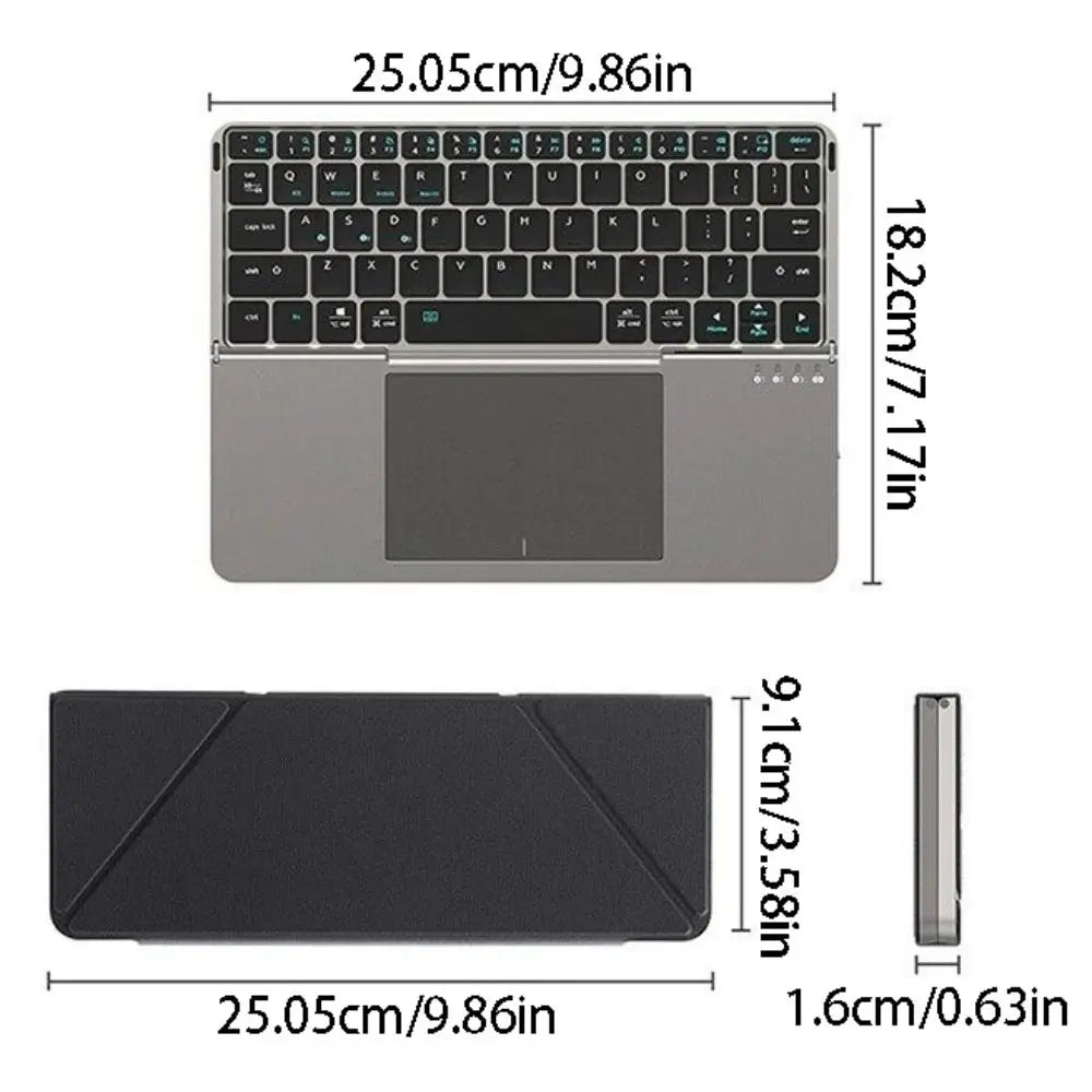 Bluetooth 5.3 Wireless Bluetooth Keyboard Portable Detachable Foldable Keyboard Universal with Touchpad Mini Foldable Keypad