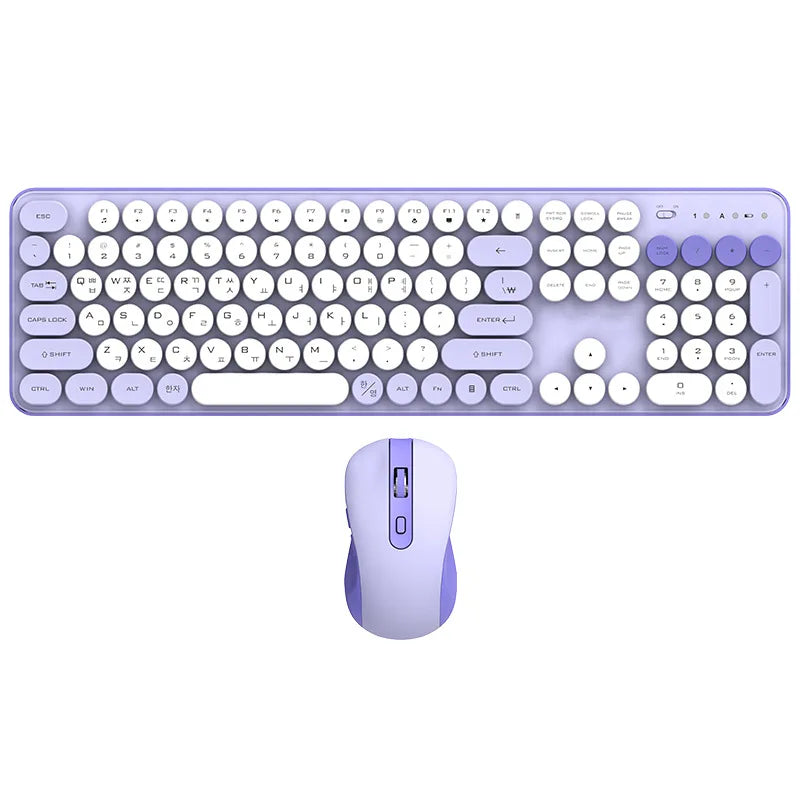 AEVYVKV™ Cute Retro Pink Wireless Keyboard & Mouse Set – Silent, 114 Keys, 2.4GHz, Waterproof, Aesthetic Desk | FlipStylez LLC®