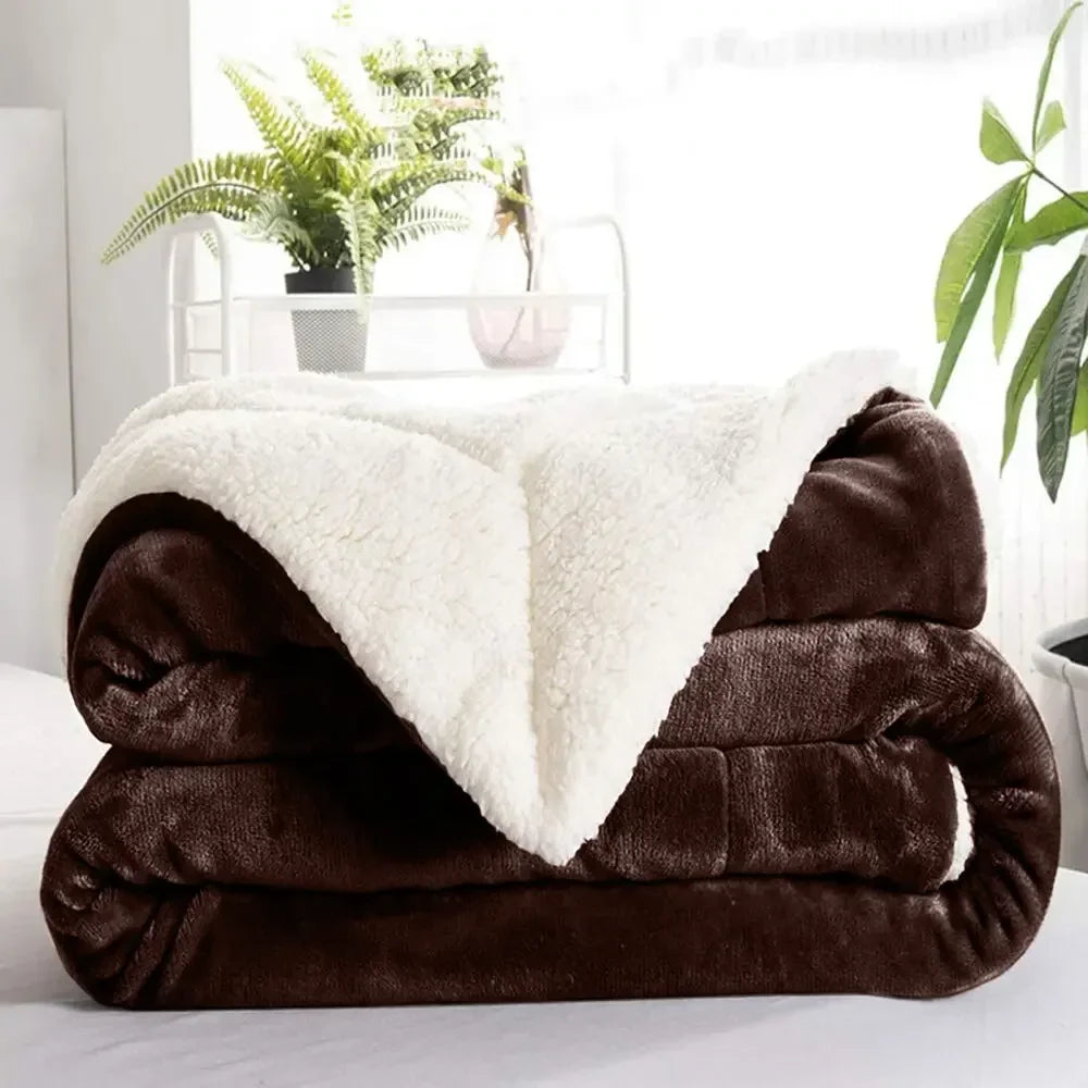 Sherpa Blanket Twin Thick Warm Blanket for Winter Bed Super Soft Fuzzy Flannel Fleece/Wool like Reversible Velvet Plush Blanket