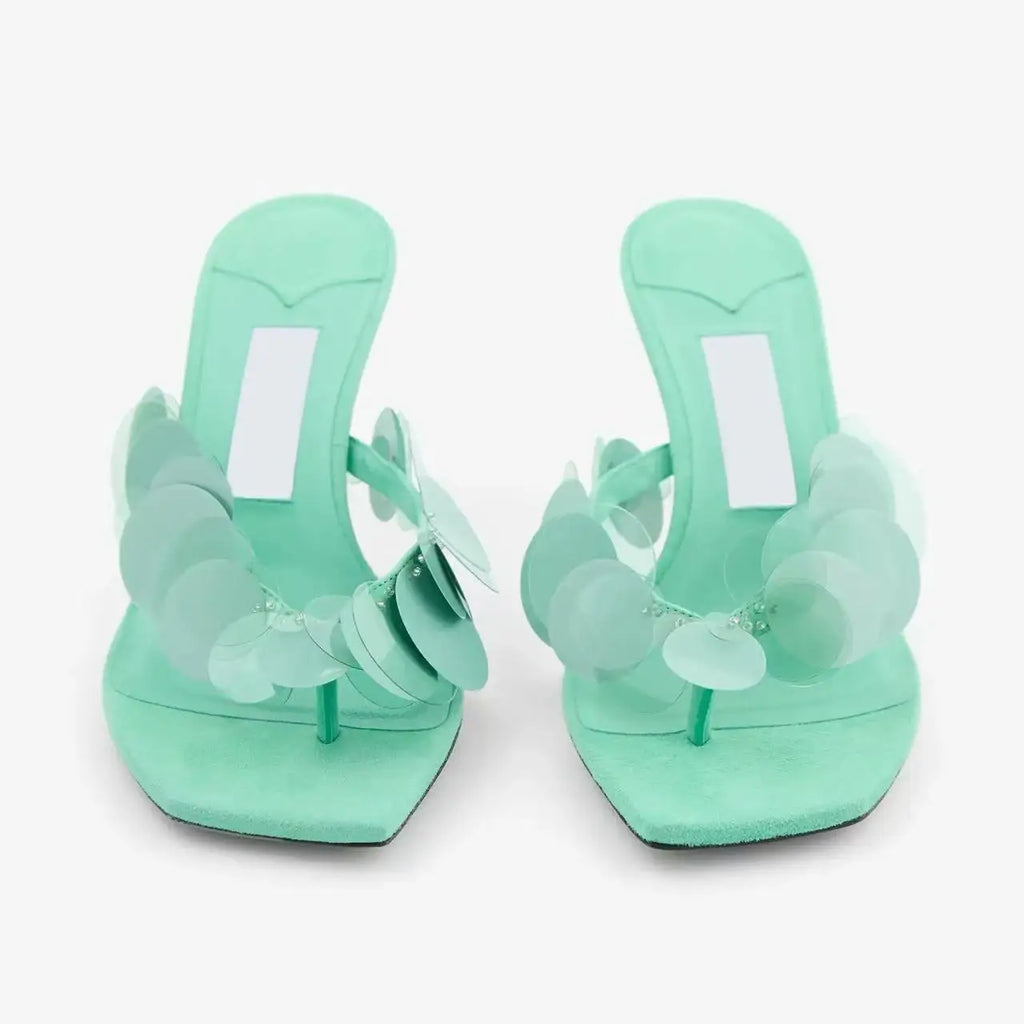 Aqua Green Suede Sandals for Women Shoes High Heels Zapatos Pumps