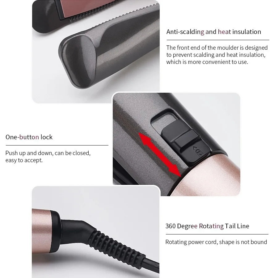 New Hair Straightener Curler 2 in 1 Negative Ion Fast Heating Styling
