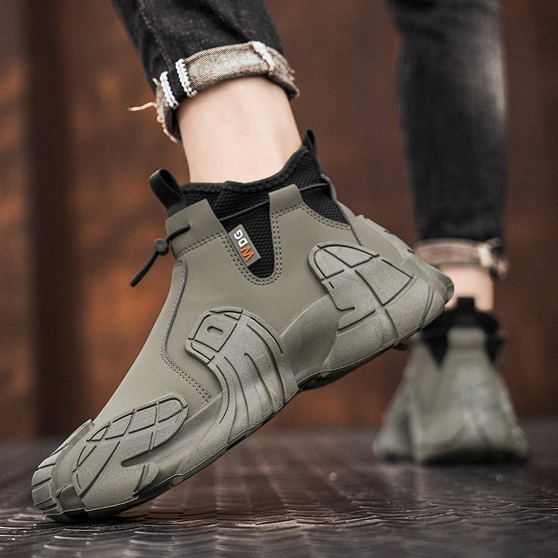 Men's New Casual Sports Shoes Breathable Anti-slip Wear-resistant High-top Outdoor Hiking Walking Men's Shoes Zapatillas Male