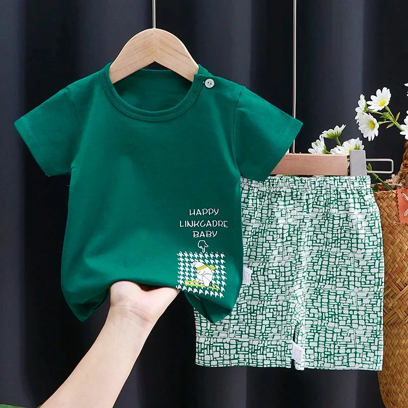 Kids Clothes Set Baby BoyGirl T-Shirt + Shorts Summer Clothing Cotton Cartoon Casual Boys Tracksuit Children Baby Clothes Set