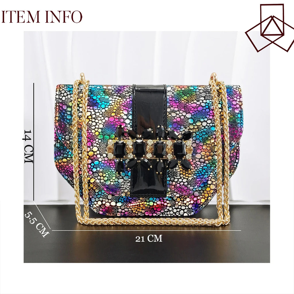 2026 New Elegant Italian Design Women's Black Heels with Rhinestones and Metal Decoration Shoes and Matching Bag Set for Party
