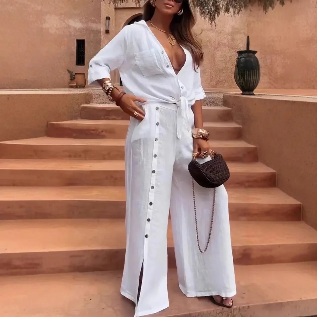 New Fashion Casual Irregular Two-Piece Sets Loose Short-Sleeved