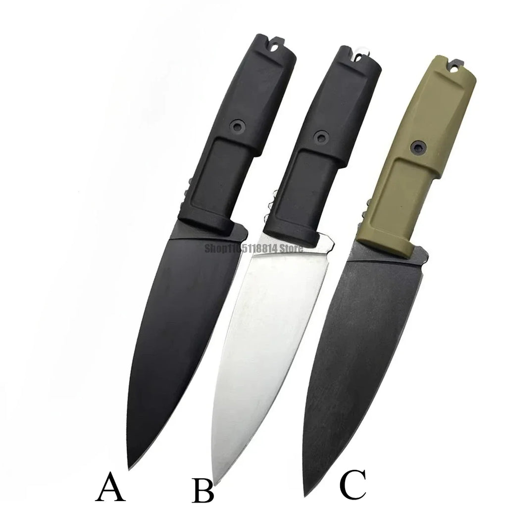 Camping Knife with Straight Steel Blade, G10 Handle, Anti-Slip Rubber