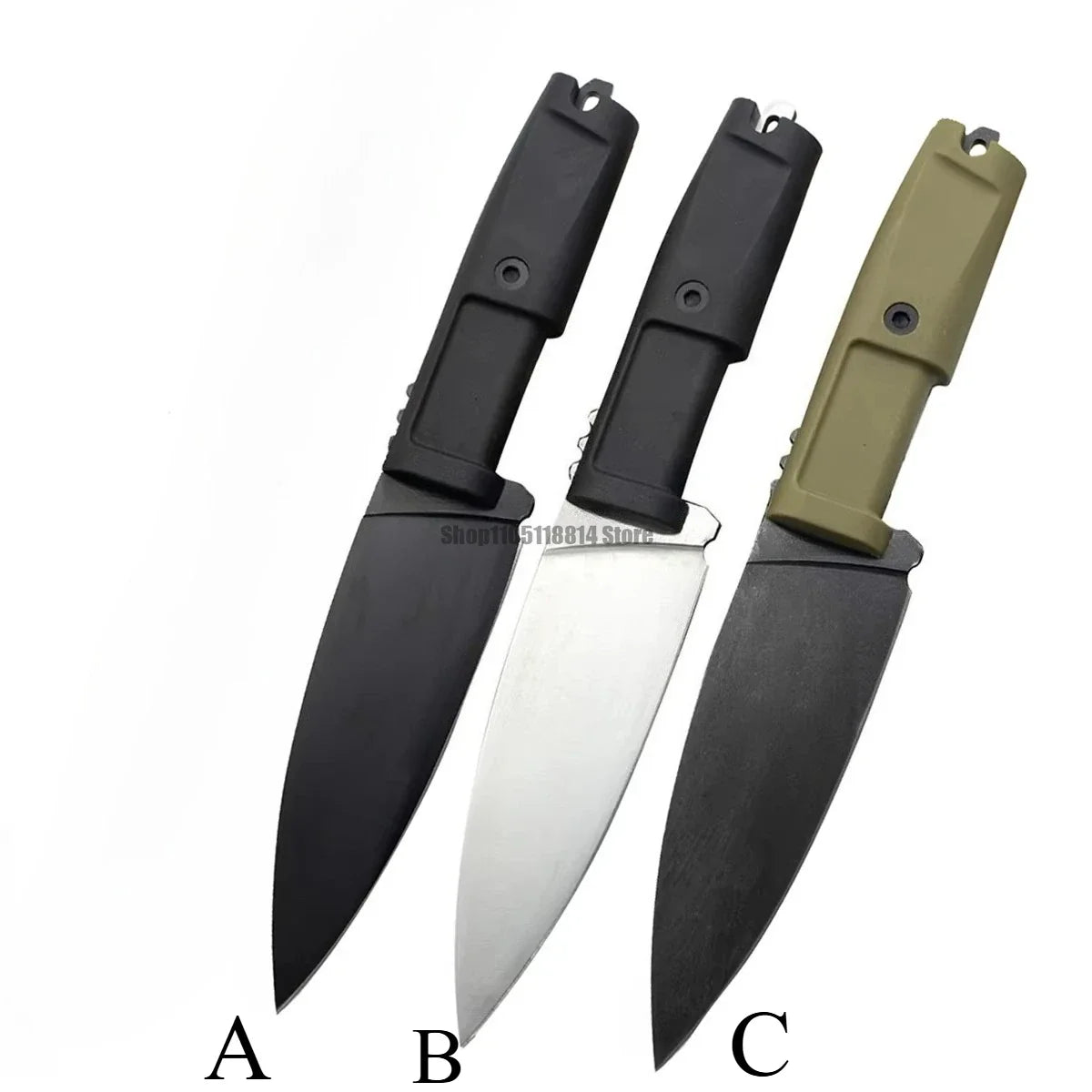 Camping Knife with Straight Steel Blade, G10 Handle, Anti-Slip Rubber