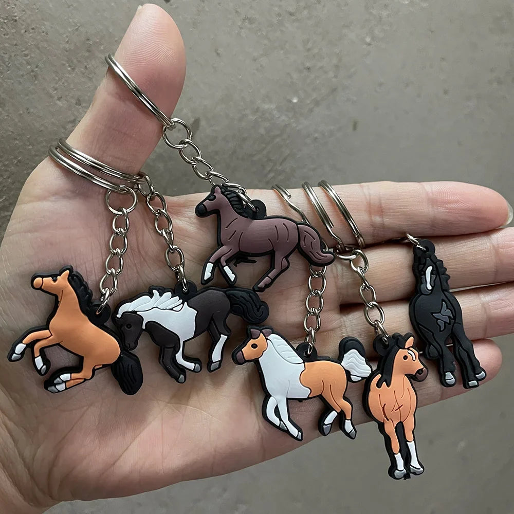 12 Pcs Horses Keychain Key Ring Decor Horse Party Animal Themed Horse