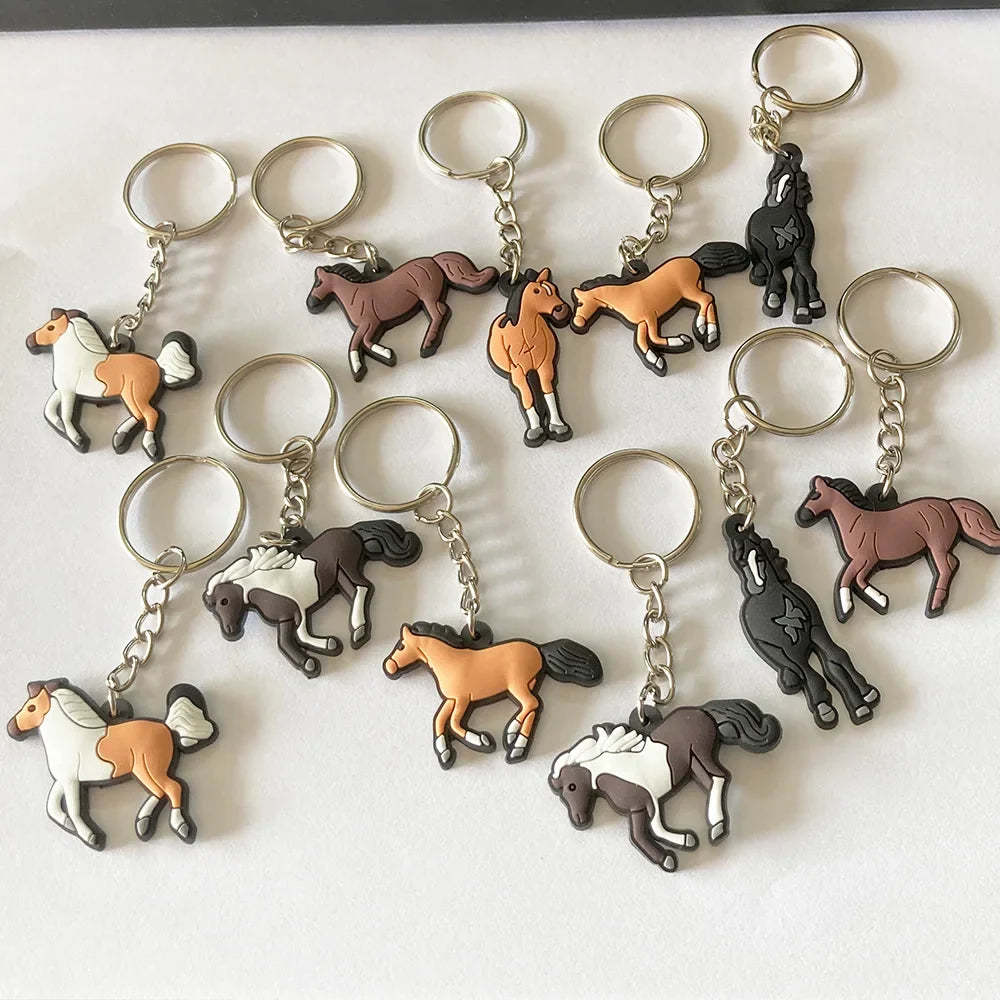 12 Pcs Horses Keychain Key Ring Decor Horse Party Animal Themed Horse