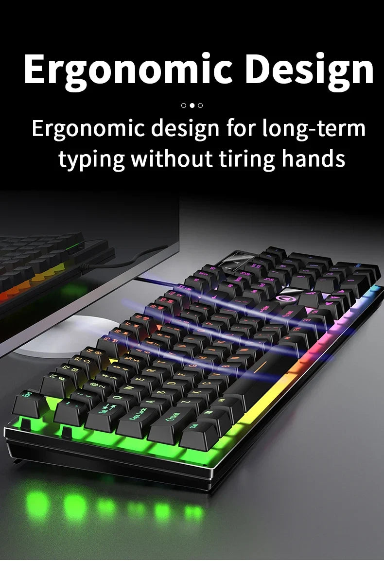 YINDIAO™ Wired Backlit Keyboard & Mouse Combo – Mechanical Feel, USB Ergonomic Gaming & Office Set | FlipStylez LLC®