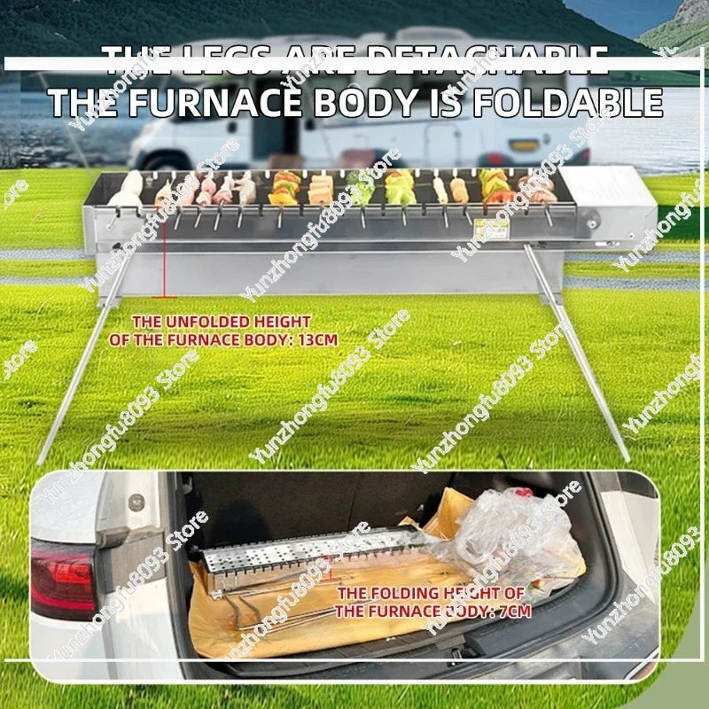 Camping Grill Rack Automatic Flipping Barbecue Machine, Folding
