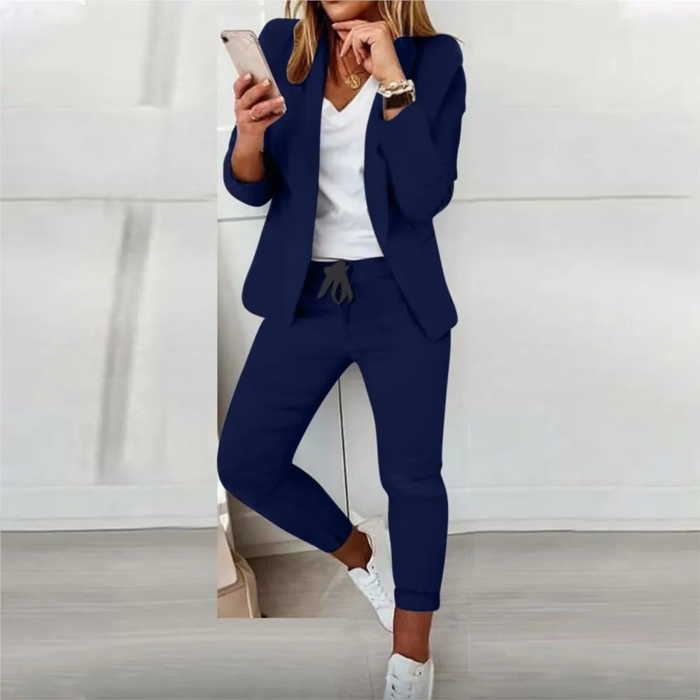 2 Piece Women's Autumn Winter Suit Fashion Slim Fit Lace-Up Small Feet
