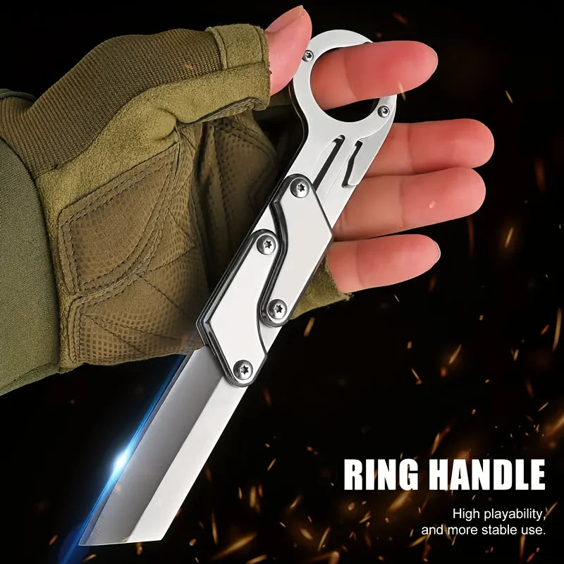 1pc, Multifunctional Folding Knife, Stainless Steel Pocket Knife, Creative Deformation Knife, Outdoor Survival Knife