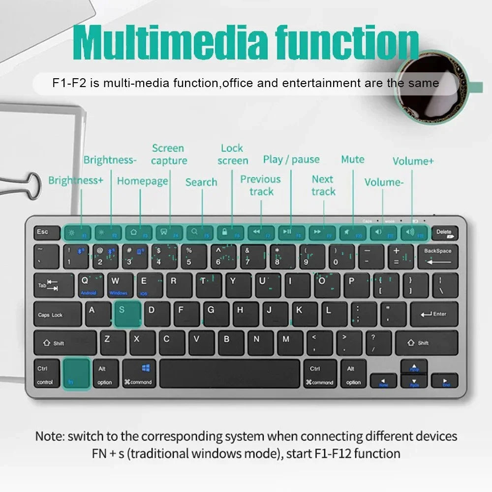61-Key Bluetooth & 2.4G Wireless Rechargeable Keyboard & Mouse Combo – Tri-Device, Silent, Compact Office & Home Set | FlipStylez LLC®
