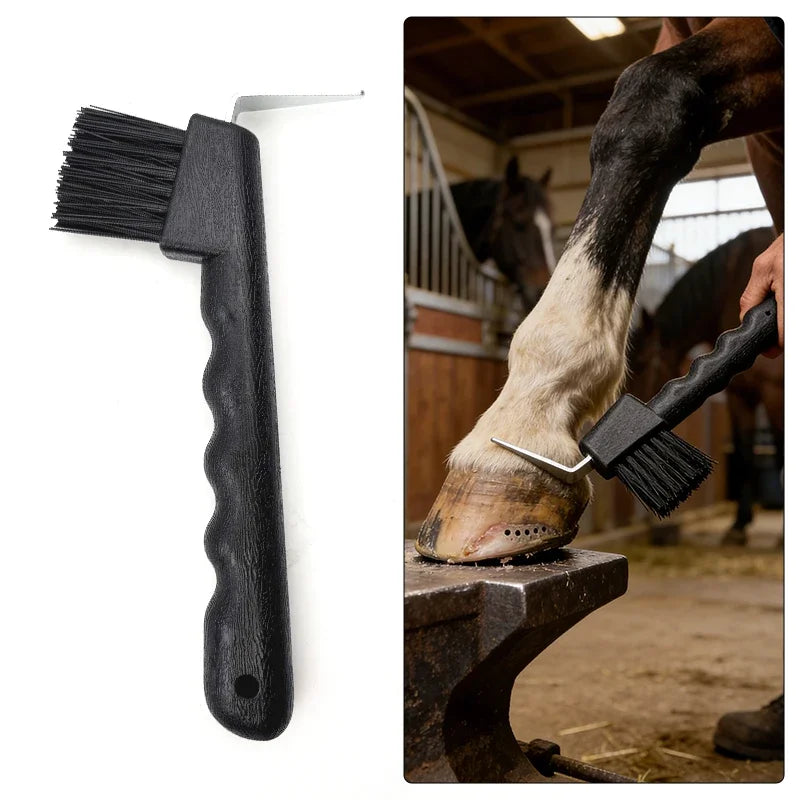 2 Pcs Horse Hoof Pick with Brush Non-Slip Handle Horse Hoof Cleaner Tool Equestrian Grooming Supplies 3 Colors Available