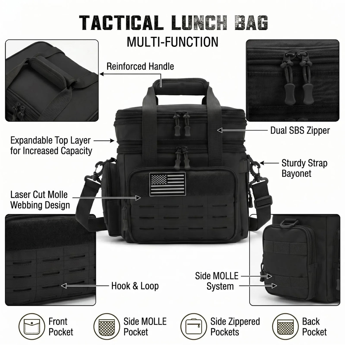 18L Insulated Picnic Cooler Bag Tactical Expandable Leakproof Thermal