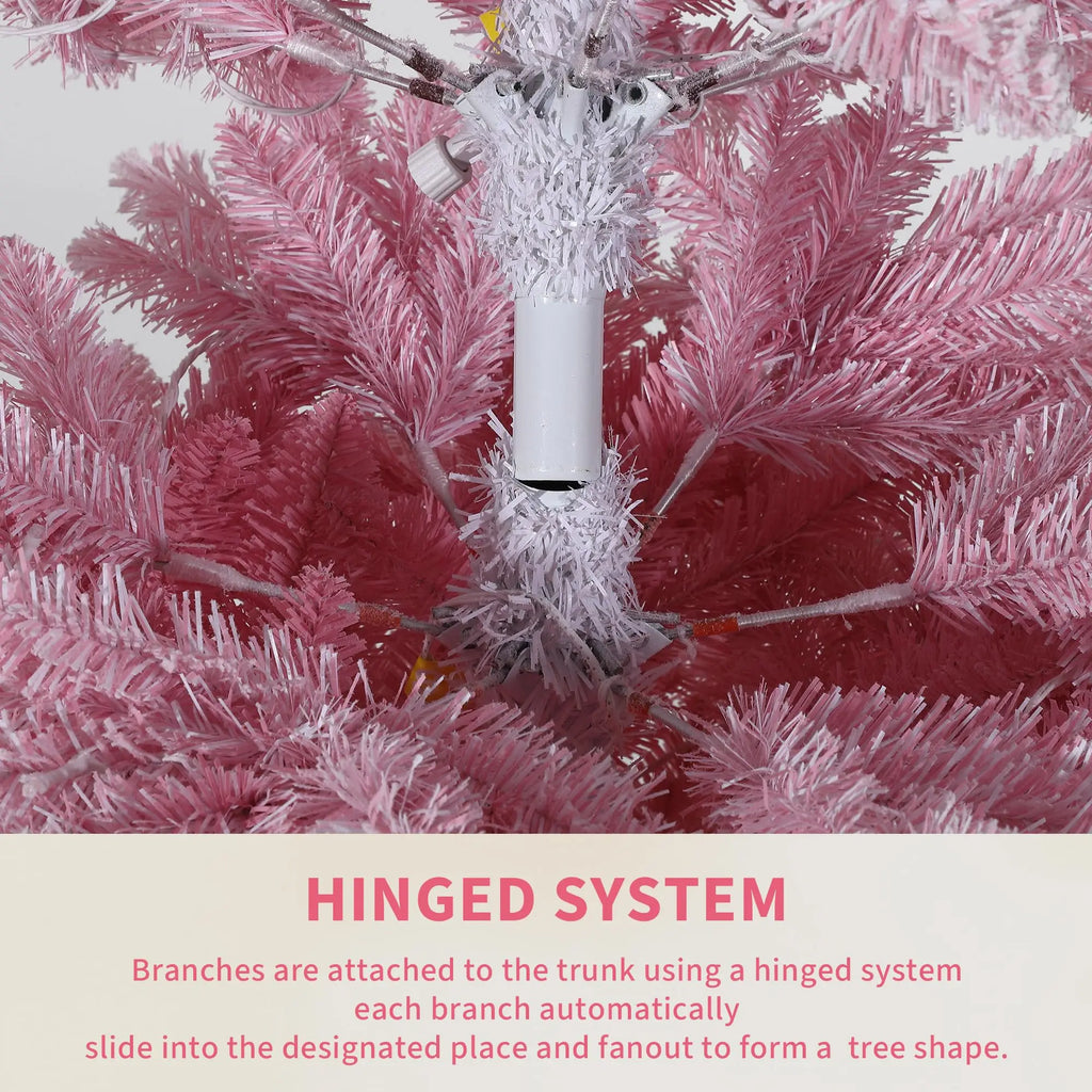 4.5 ft Prelit Artificial Christmas Tree with 100 RGB & Warm White Lights, Pre-Lit Snow Flocked Christmas Tree, Foldable Base for Home Office Party Holiday Decor