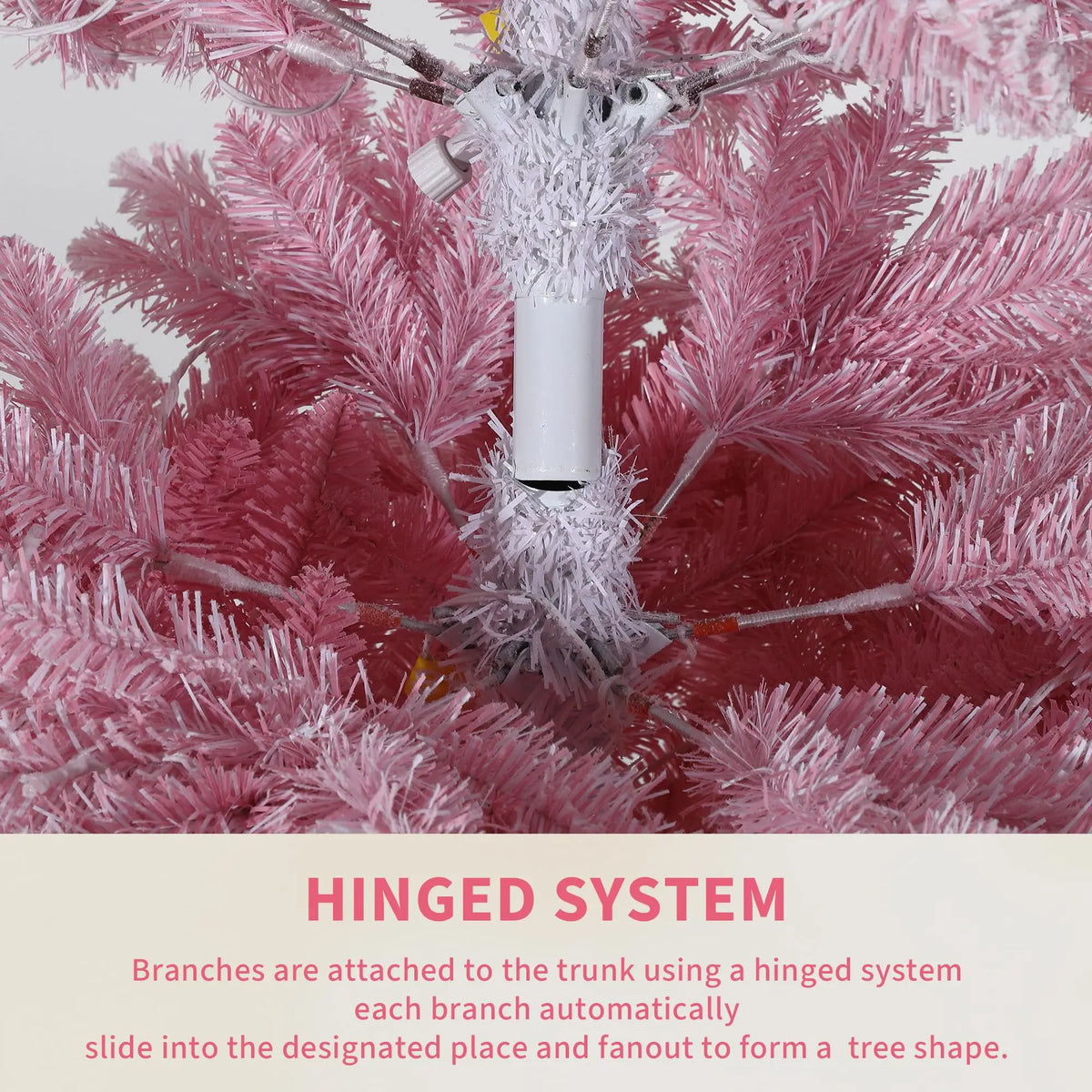 4.5 ft Prelit Artificial Christmas Tree with 100 RGB & Warm White Lights, Pre-Lit Snow Flocked Christmas Tree, Foldable Base for Home Office Party Holiday Decor