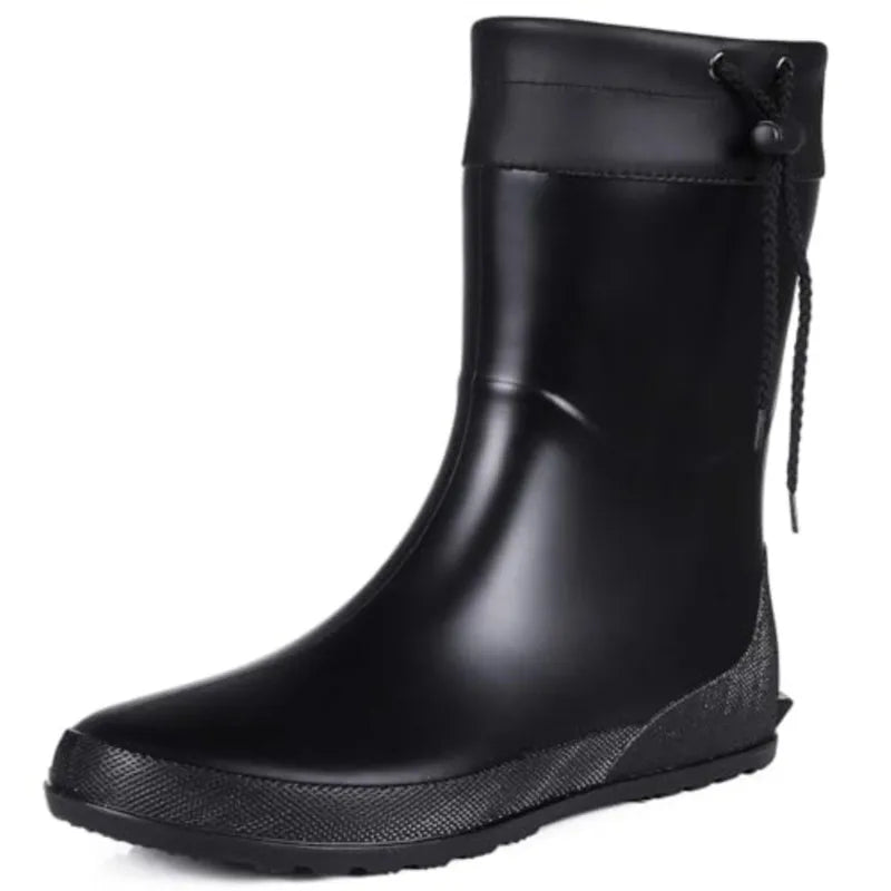 Crestar Women's Mid Calf Rain Boots Outdoor Ultra Lightweight Portable Waterproof Garden Shoes Fashion Non-slip Gardening Boots