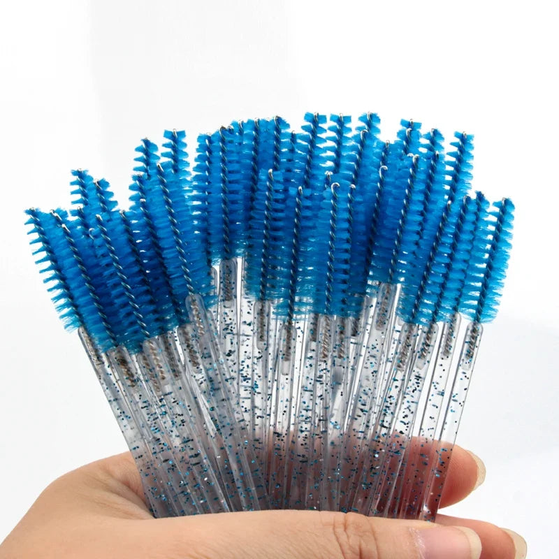 New 5/25/50Pcs Wholesale Crystal Eyelashes Brush Applicator Eyelash Brushes Plastic Mascara Wand Lashes Extension Makeup Beauty
