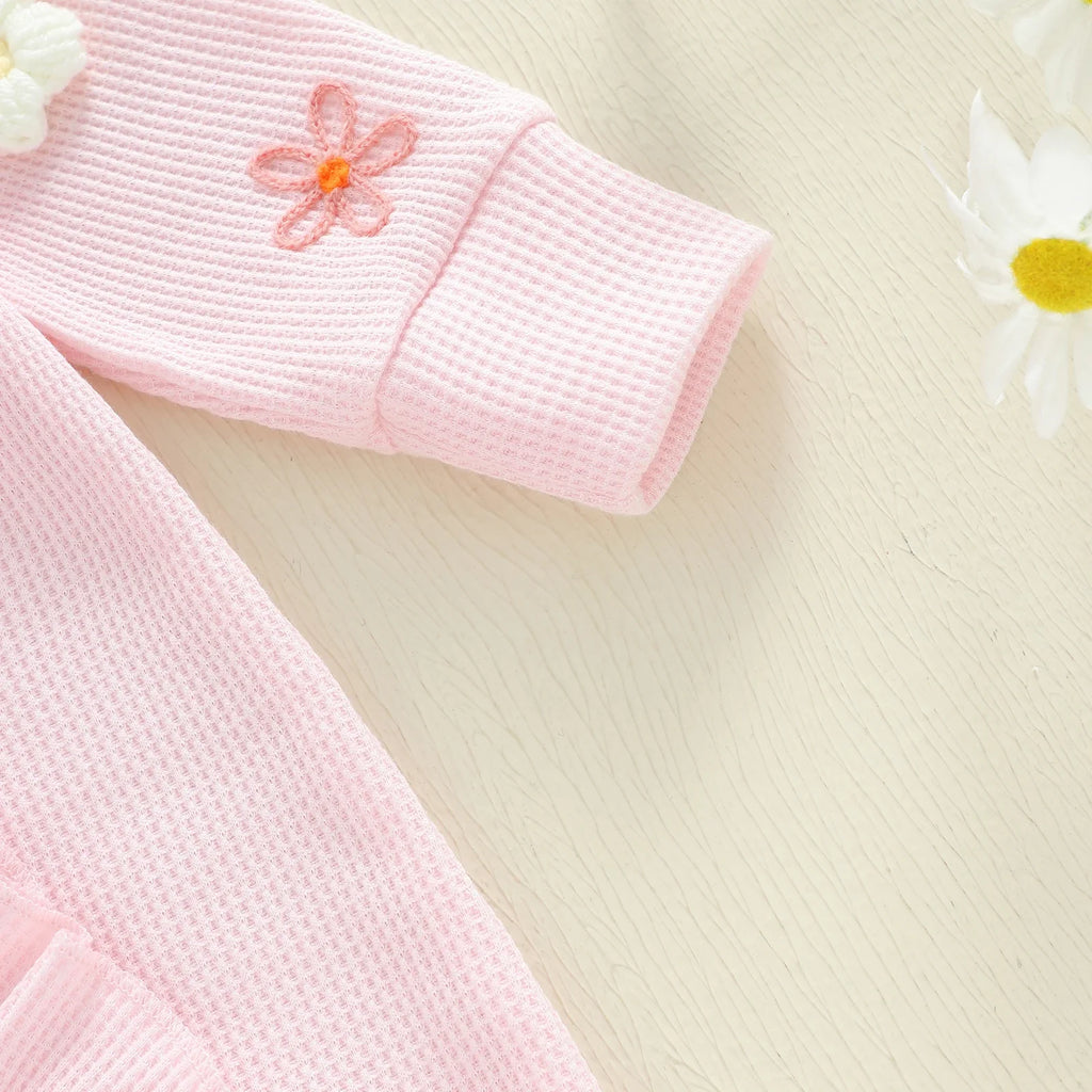 Citgeett Autumn Infant Baby Girl Fall Outfits Long Sleeve Flower Ruffle Jumpsuit Zipper Jumpsuit Headband Clothes Set