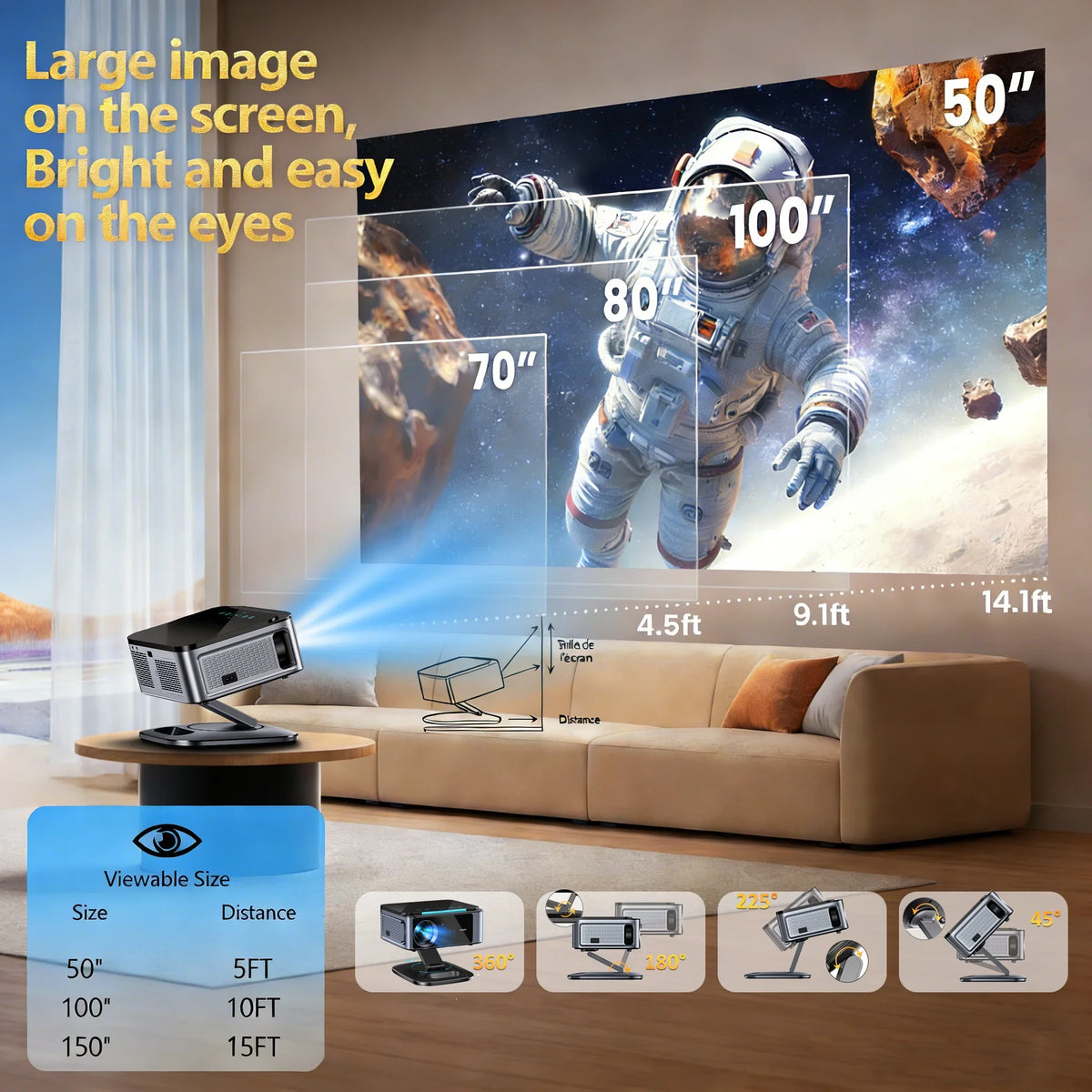 XIWBSY 3200ANSI T07Plus Google Voice Projector Android 14.0 Netflix Projector BT5.4 Wifi6 Home Theater Google TV Projector