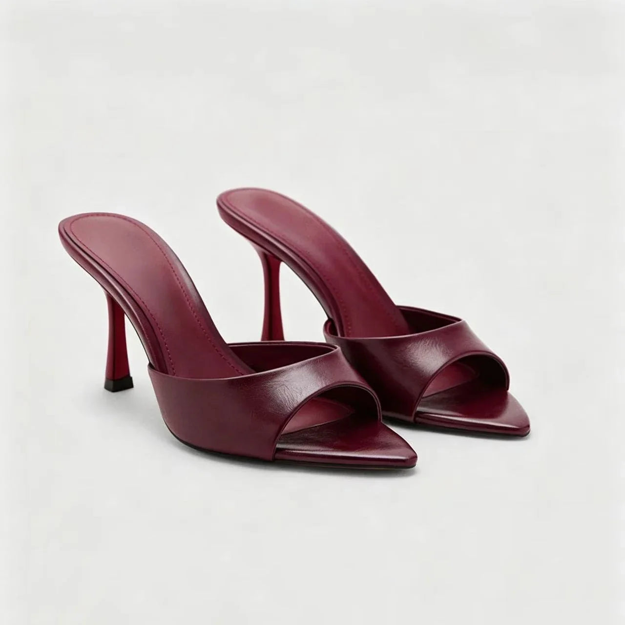 Women's 2026 New Solid Color Retro Large Size Stiletto Heel Slippers Summer Pointed Elegant Beach Party Slippers Slides Women