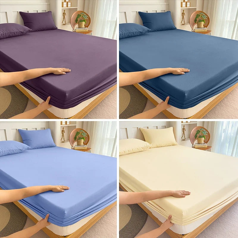 90/120/150/180x200 Fitted Bed Sheet with Elastic Band Solid Color