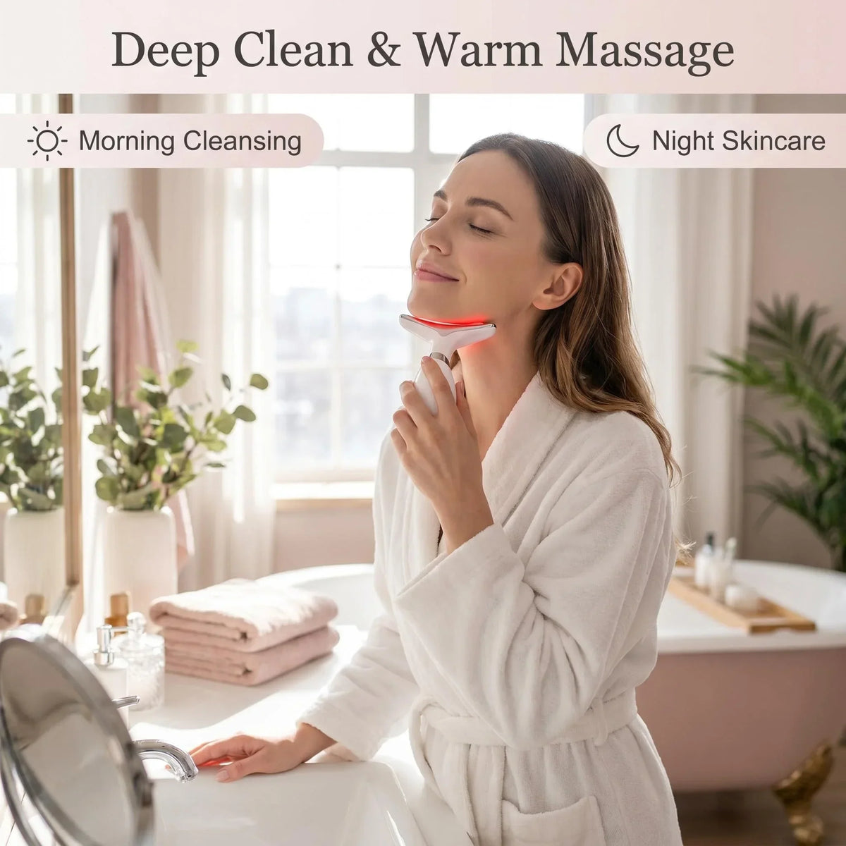 7 Colors LED Light Face Neck Beauty Device with Vibration Massage for