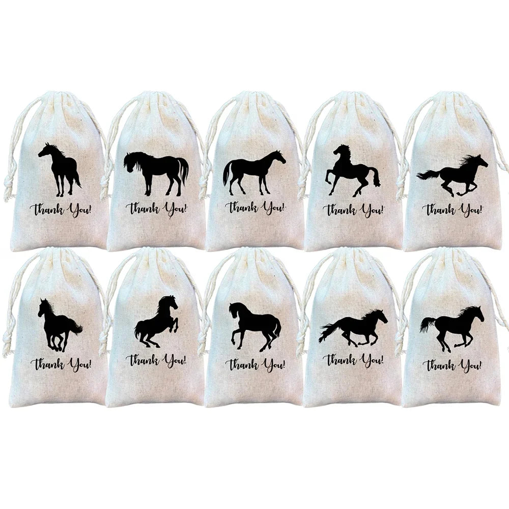 5Pcs Horse Party Favor Bags Farm or Equestrian Themed Goodie Bags Birthday Party Decoration Favor NewBorn Baby Shower Kids Gift
