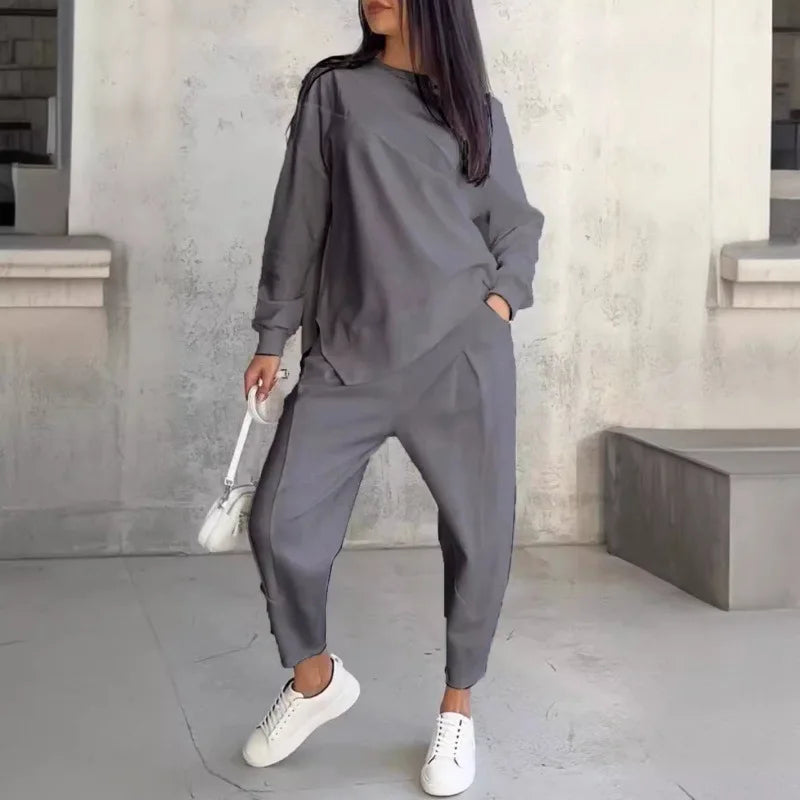 Autumn Winter Solid Color Casual Loose Irregular Long Sleeve Hoodie