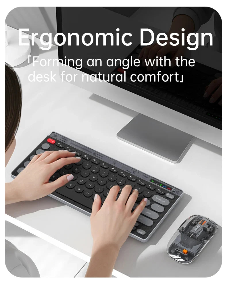 SMAILWOLF F781™ Bluetooth & 2.4GHz Wireless Keyboard & Mouse Set – Silent Keys, Rechargeable, Ergonomic, Portable Mini, Keyboard Only & Full Suit Combos, Black, White & Purple | FlipStylez LLC®