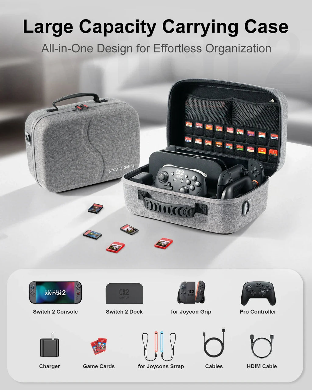 Switch 2 Travel Case Portable Storage Bag All-in-One Carrying Case Hard Shell Bag for Nintendo Switch 2 Console Game Accessories