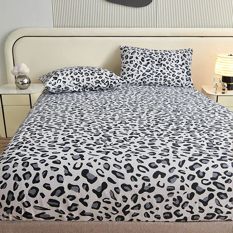 3pcs/set or 1pcs Leopard Print Fitted Sheet, Animal Pattern Bedding