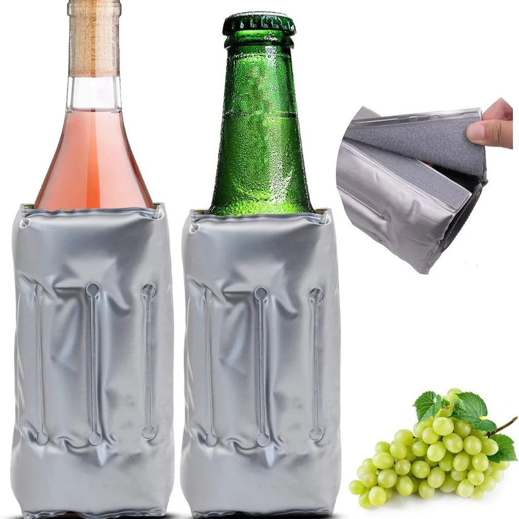 E9 Grey Insulated Wine Cooler Bag BBQ Reusable Quick Cooling PVC Tote Fits Most Bottles Keeps Wine Fresh for Picnic Party Travel
