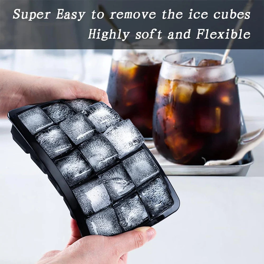 15 Grid Silicone Ice Cube Molds Reusable Big Ice Tray Mold Durable Ice Mould With Lid for Bar Pub Whiskey Cocktail